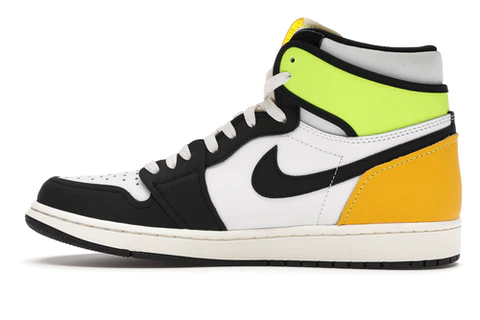 Jordan 1 Retro High White Black Volt University Gold